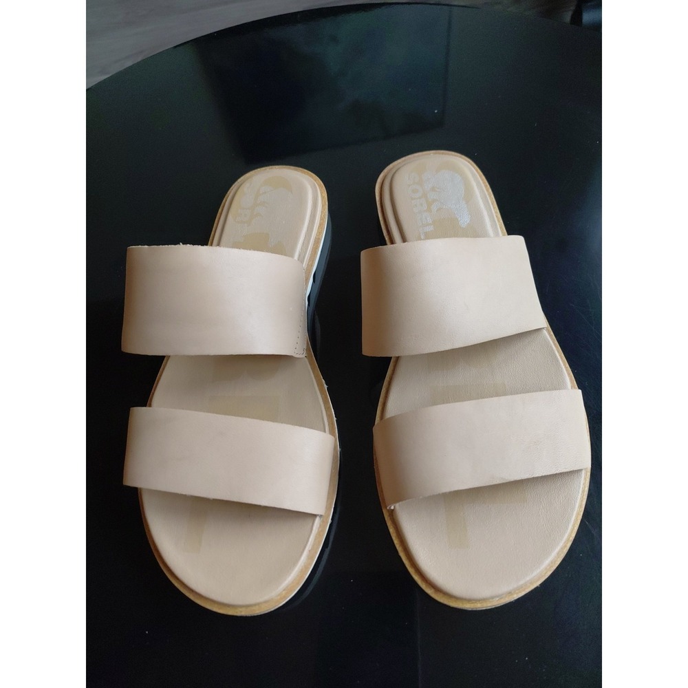 SOREL Ella ll Leather Slide Women's Sz 6 Sandals Slip On Straps Boho Y2k